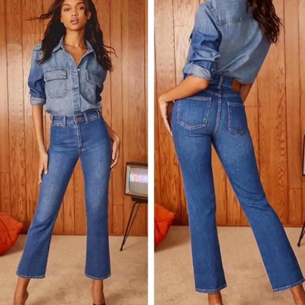 Denim Forum The Francoise High Rise Straight Ankle Jeans Blue Women's Sz 30 NWT